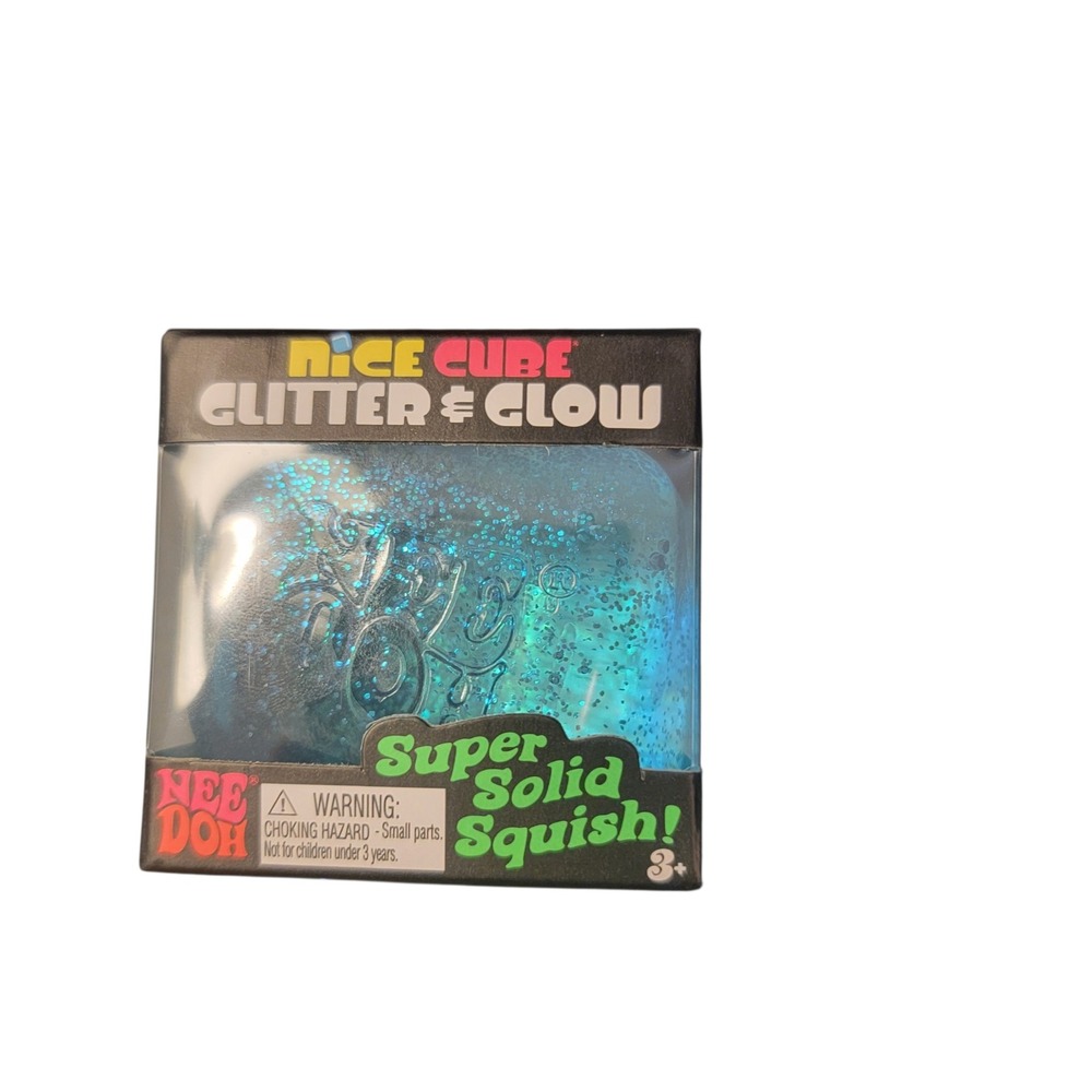 Schylling NeeDoh Nice Cube Glitter & Glow Kids One Size Blue New Fidget Toy